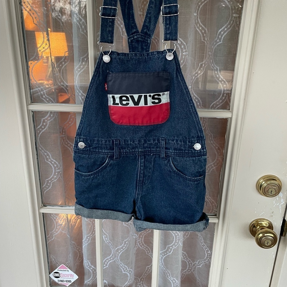 Levi’s Girls Denim Shortall Overalls Size 12 Reg | Classic Blue Jean Shortalls